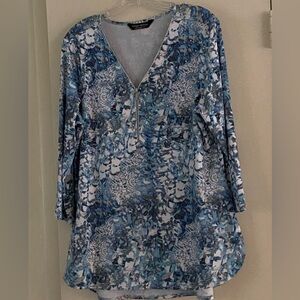 Blue Patterned Women's Top